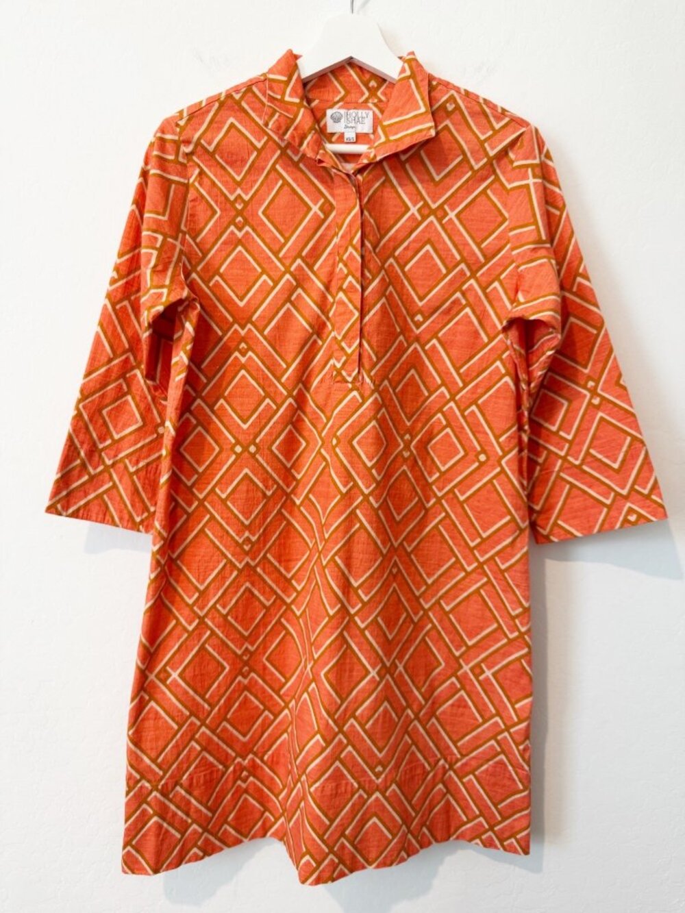Holly Shae Arden Dress XS Small Geometric Poplin Shift Retro Mod Chic Resort